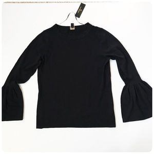 NWT Worthington black bell sleeve crewneck sweater